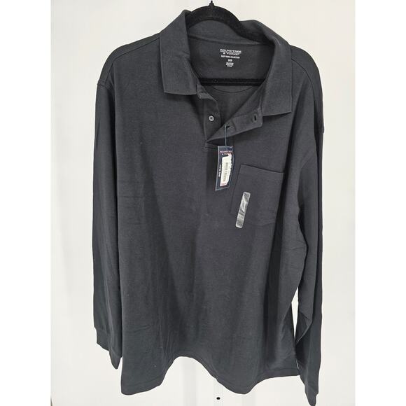 Roundtree & Yorke Other - Roundtree & Yorke Mens Sz 2XB Long Sleeve Polo Shirt Black Silky Finish NEW